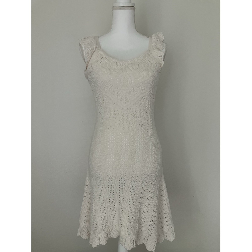 Freshman 1996 Cream Crochet Midi Dress Size Medium Boho Chic